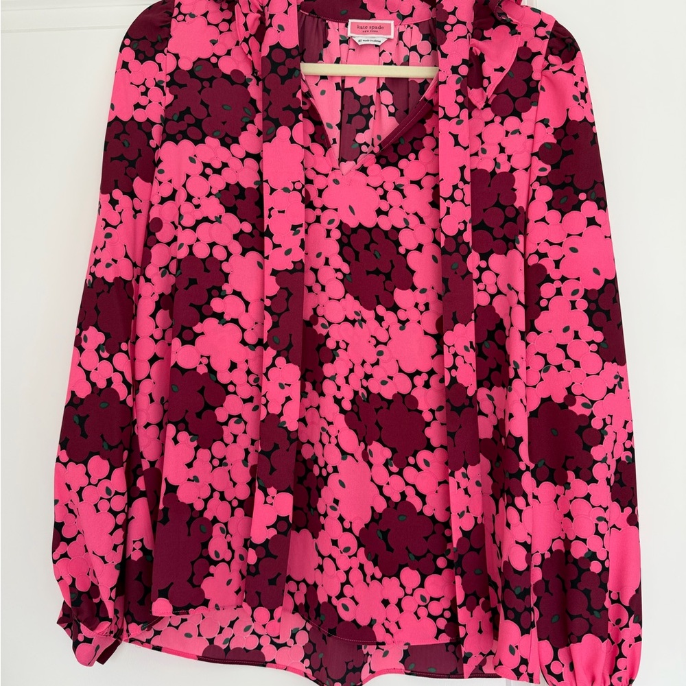 Kate Spade Pink and Burgundy Floral Blouse